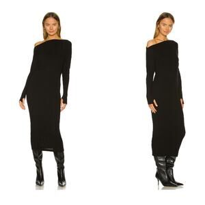Enza Costa Sweater Knit Slouch Dress in Black